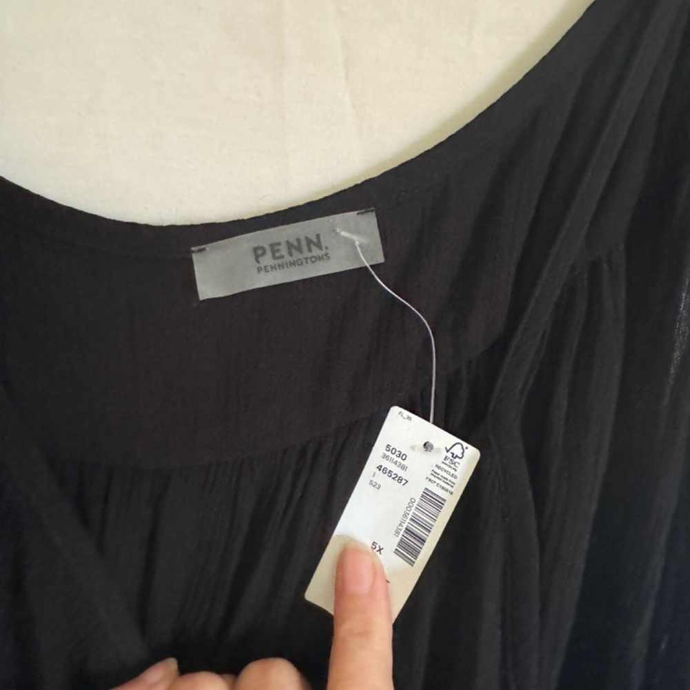PENN Penningtons Womens Black Sundress Midi Spaghetti Strap Crepe Size 5X - Picture 9 of 9